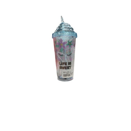VASO C/ PAJILLA LIFE IS SWEET 380ML SURT