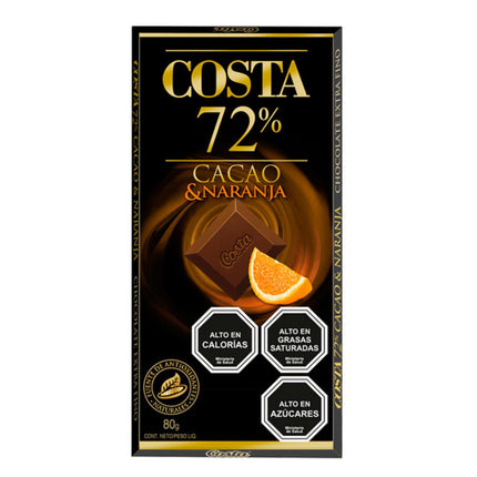 COSTA CACAO 72% NARANJA 1X18X80 GR