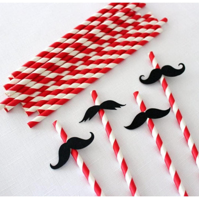 PAJITAS D/PAPEL C/RAYAS ROJAS/BIGOTES 24